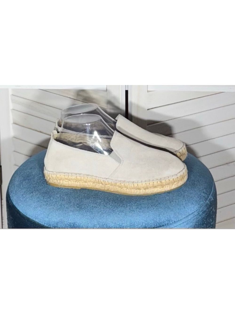 Fabiolas made in Spain gray suede leather espadrille slip on shoes women's sz 8